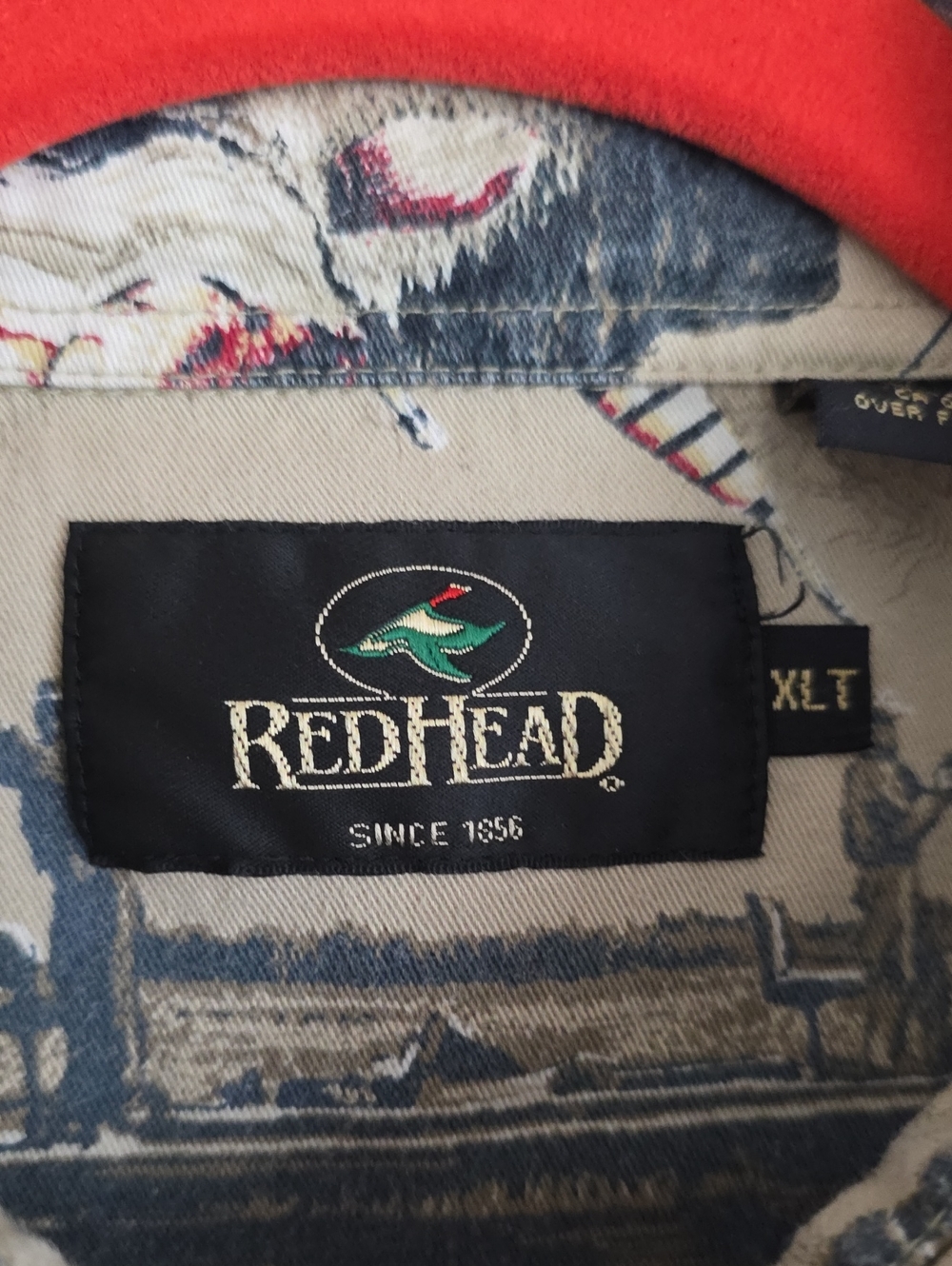 RedHead Fishing Shirt Mens XLT Tan Bass Fish Lure Print Long Sleeve Button Up Co - Picture 6 of 14